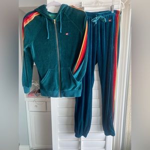 Aviator nation deep, green velvet tracksuit. Great condition!